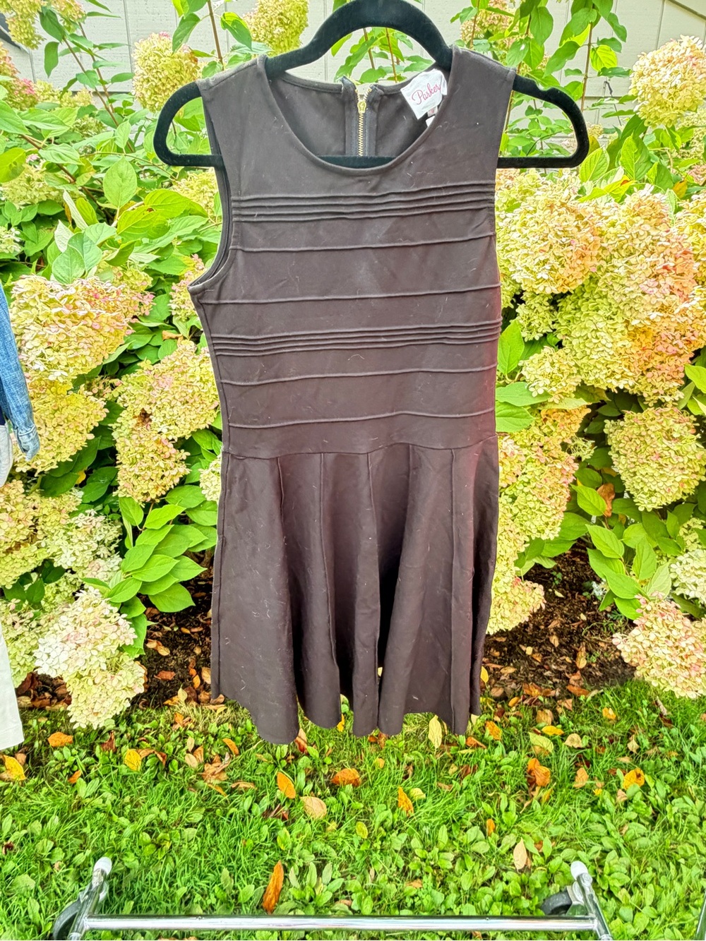 Parker Black Sleeveless Pintuck Fit-and-Flare Dress